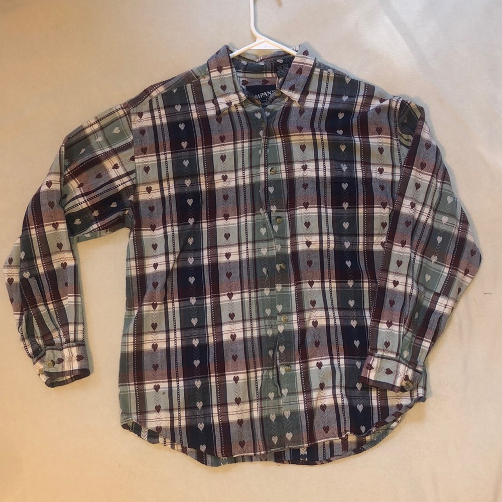 Unique vintage flannel with hearts